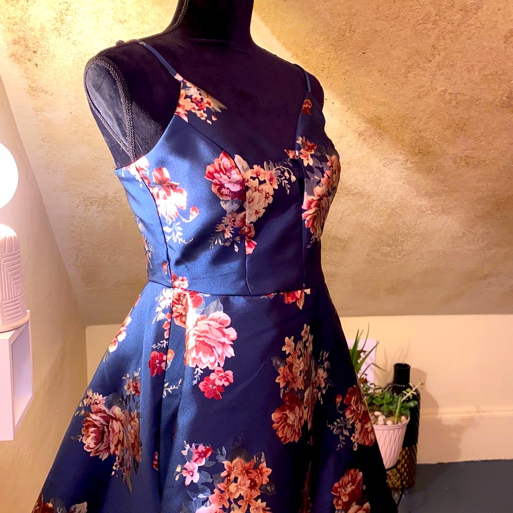 Spaghetti Strap Floral Fit & Flare Dress/Juniors